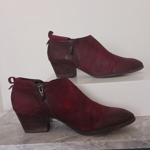 Franco Sarto Burgundy Wine Greco Ankle Booties, Size 9.5